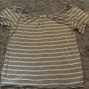 striped U- Neck Tee